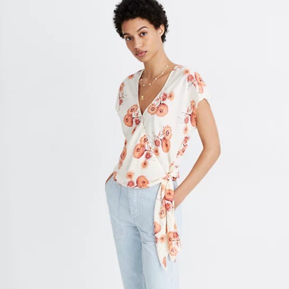Madewell Tops - NWT Madewell Sash-Tie Wrap Top in Dutch Dandelions